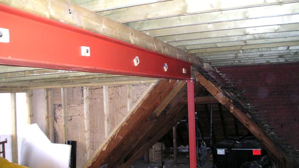 Steel beam installed in a loft conversion, West Hampstead